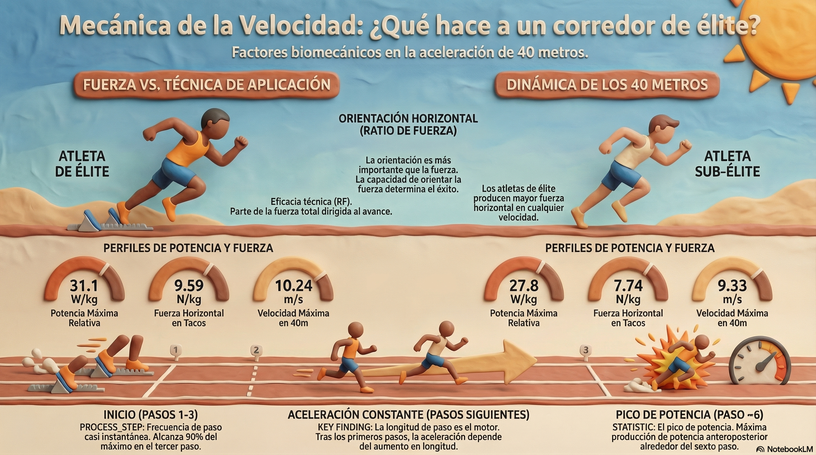 Cómo aplican la fuerza los sprinters de élite